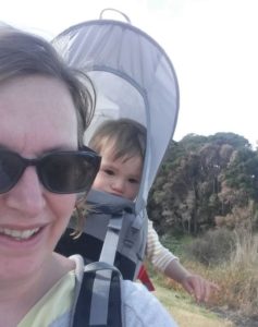 Walking around Cherry Lake Altona with a toddler in the backpack